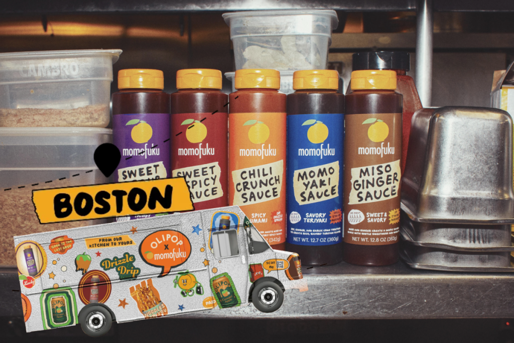 A Momofuku x OLIPOP food truck hits Boston this week, serving up 5 new chef-crafted sauces, exclusive caramel apple soda, and a custom charm bar