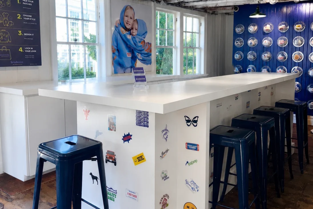 A custom apparel pop-up featuring a massive 300-piece patch bar with Celtics, Red Sox, Nantucket, and more themes opens in under 24 hours in Seaport