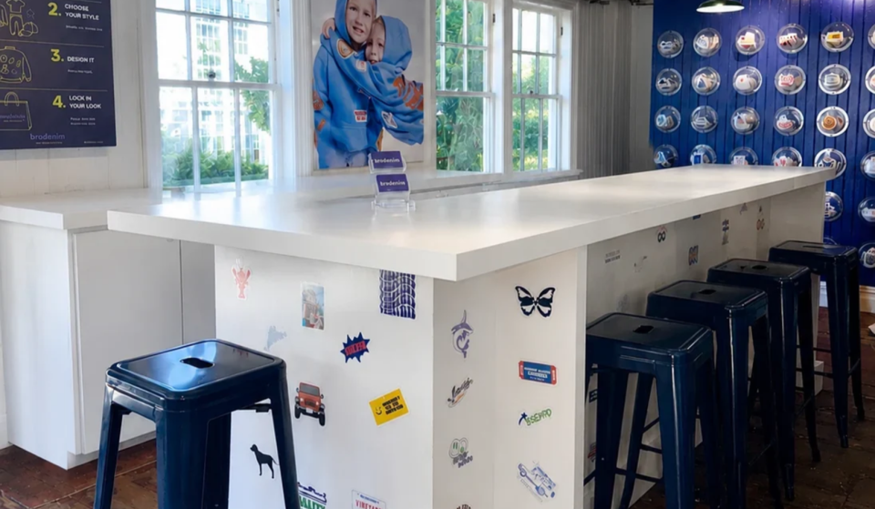 A custom apparel pop-up featuring a massive 300-piece patch bar with Celtics, Red Sox, Nantucket, and more themes opens in under 24 hours in Seaport