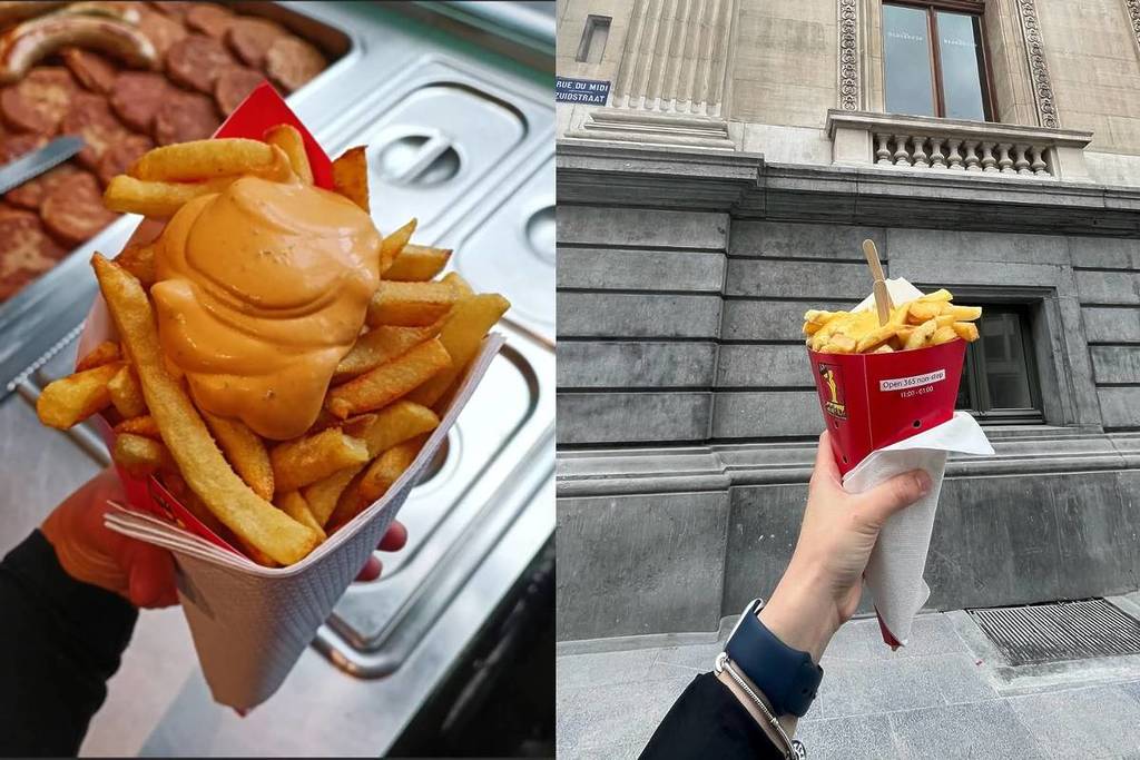 cones of fries with sauce