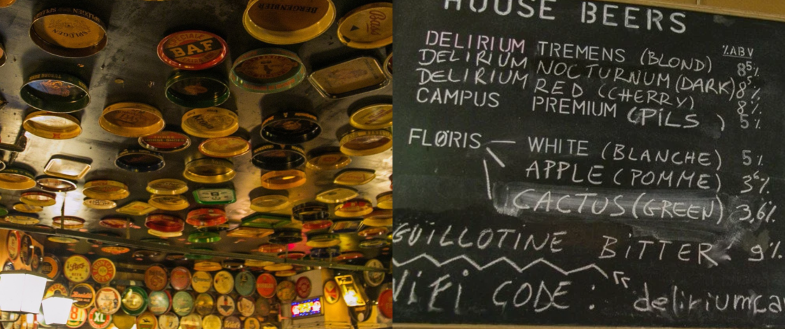En 2004, un bar bruxellois a battu le record du monde Guinness en proposant exactement 2 004 bières différentes ; aujourd’hui, le Délirium Café s’est étendu à plus de 3 000 variétés, devenant un lieu de pèlerinage mondial