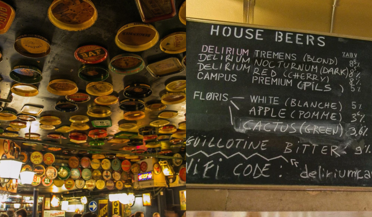 En 2004, un bar bruxellois a battu le record du monde Guinness en proposant exactement 2 004 bières différentes ; aujourd’hui, le Délirium Café s’est étendu à plus de 3 000 variétés, devenant un lieu de pèlerinage mondial