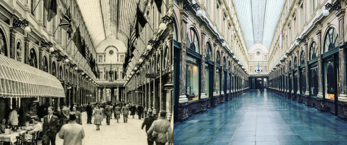 En 1847, le roi Léopold Ier a inauguré les Galeries Royales Saint-Hubert ; aujourd’hui, ce somptueux passage couvert reste l’une des plus anciennes galeries marchandes d’Europe et l’un des lieux les plus visités