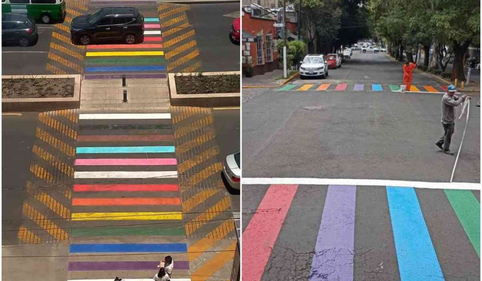 Orgullo presente: pintan cruces peatonales con colores del arcoiris