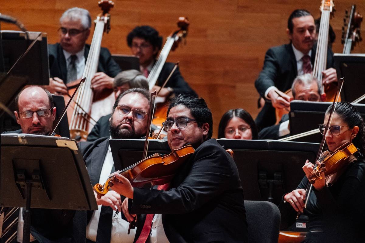 Primer plano de algunos de los músicos de la Orquesta Sinfónica de Xalapa.