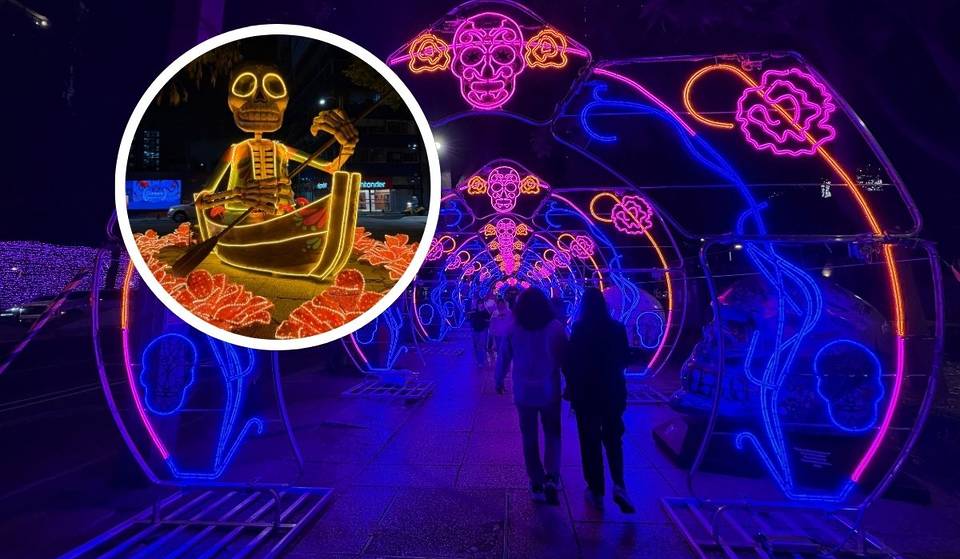 Figuras iluminadas de Día de Muertos llegan a Paseo de la Reforma: verás dos túneles mágicos, una catrina de 9.5 metros y más