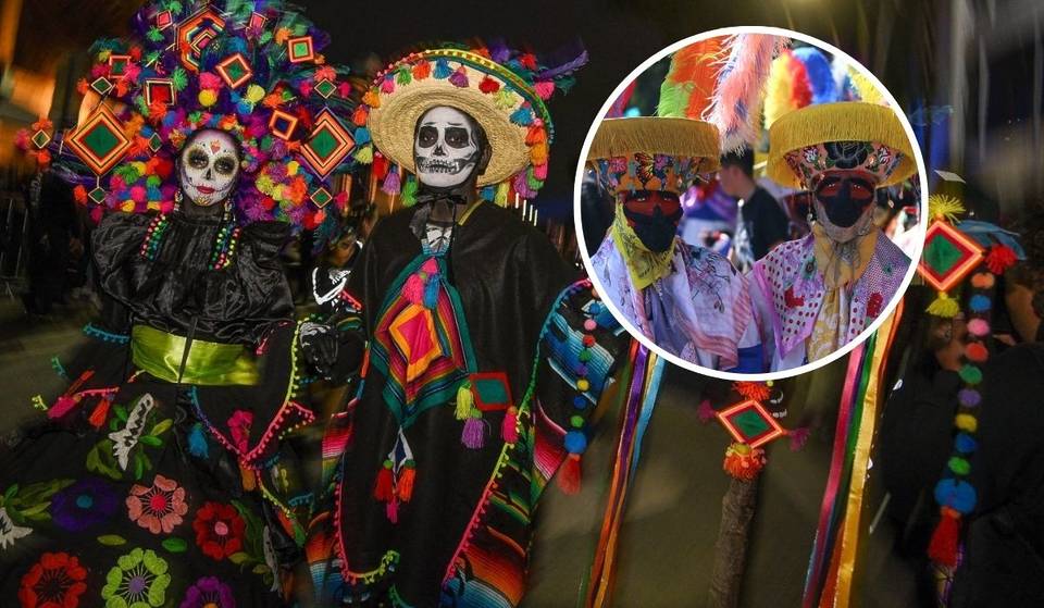 Chinelos, comparsas y huehuenches presentes en Xochimilco por la Calavereada de Día de Muertos