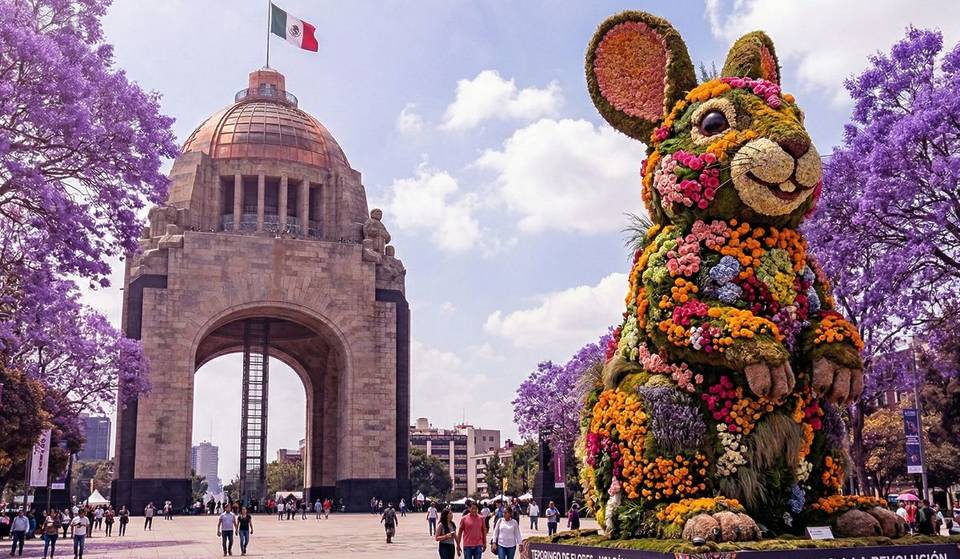 El Monumento a la Revolución se convertirá en un megajardín: habrá un teporingo floral, conciertos gratis y flores comestibles
