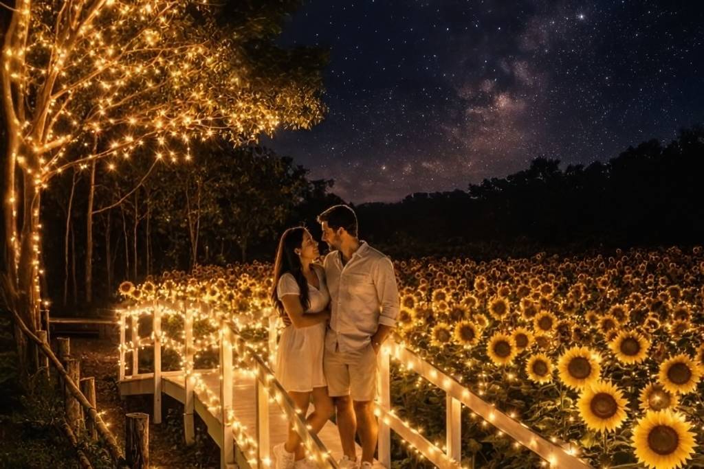 Campo de girasoles iluminado Santum