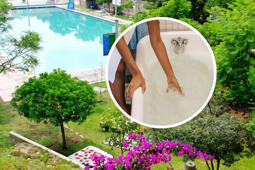 spa with a private hot spring tub