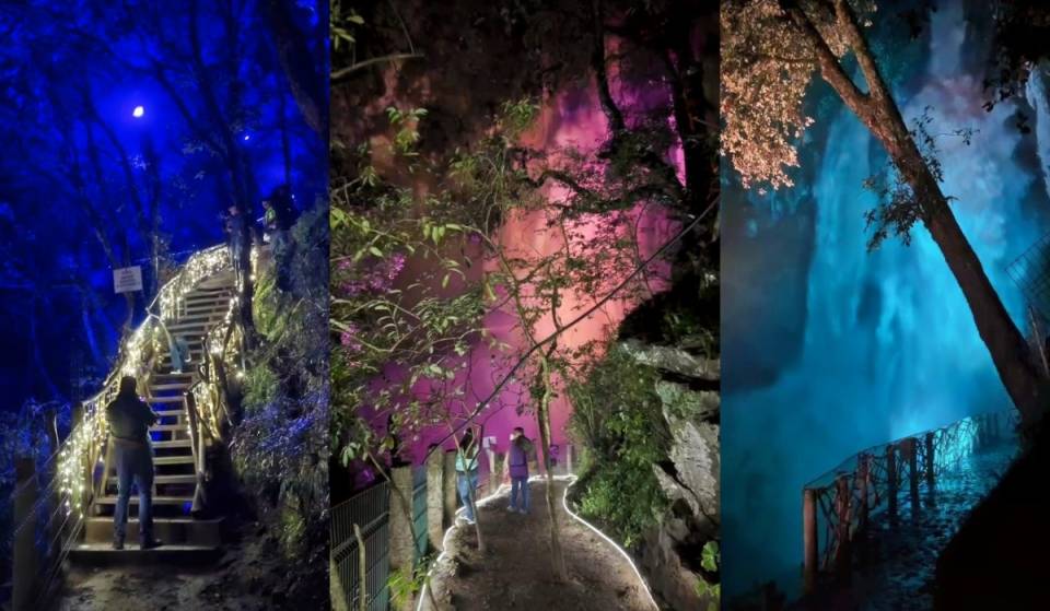 La cascada iluminada de Puebla con senderos nocturnos y un espectacular mirador de cristal