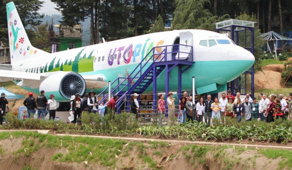 Airplane with a flight simulator, batting cages, and beach volleyball at this new venue in Mexico City