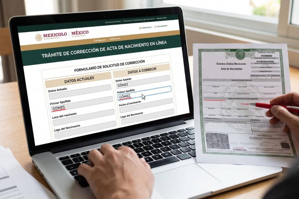 cómo corregir acta de nacimiento en línea