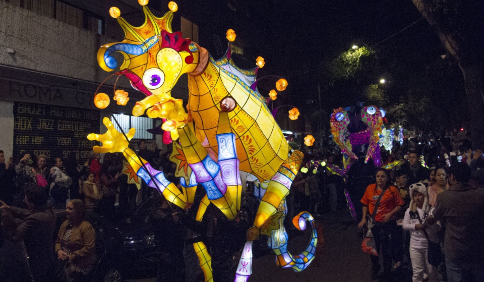 Illuminated alebrijes will wind their way through the streets of downtown Mexico City and arrive at the Alameda Central