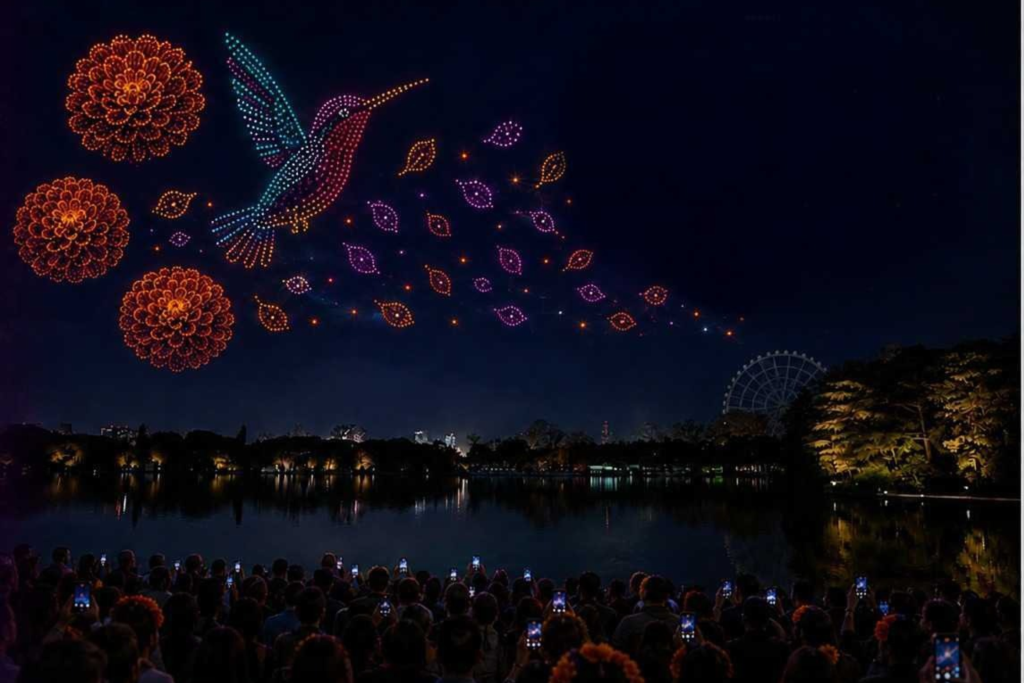 Show de drones en el Bosque de Chapultepec por Día de Muertos