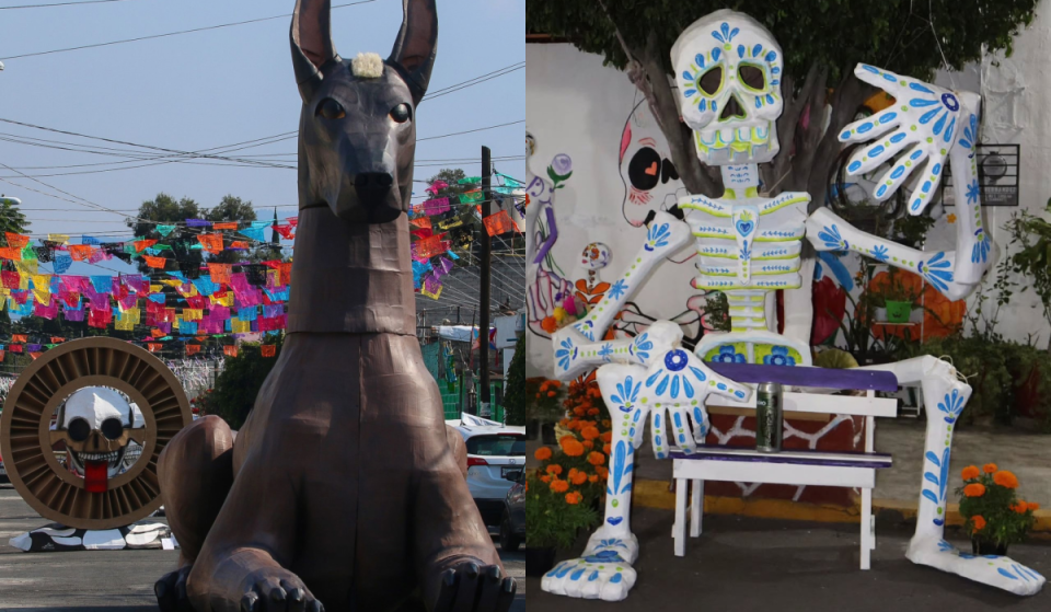 Confirman calaveras gigantes en las calles de la alcaldía Tláhuac por Día de Muertos