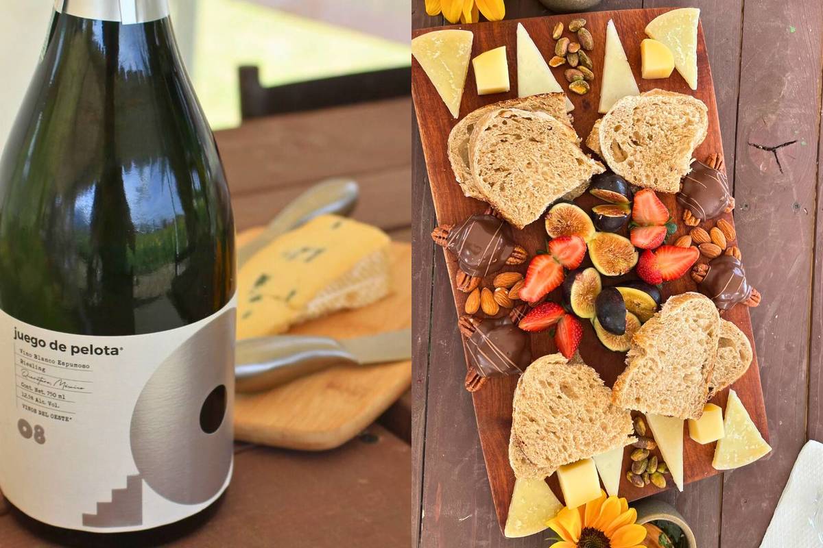 Cata de vino en campo de girasoles