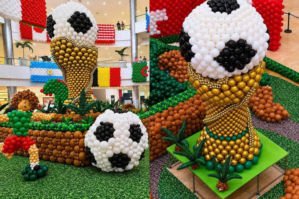 exposoción de globos inspirada en el futbol de Guadalajara