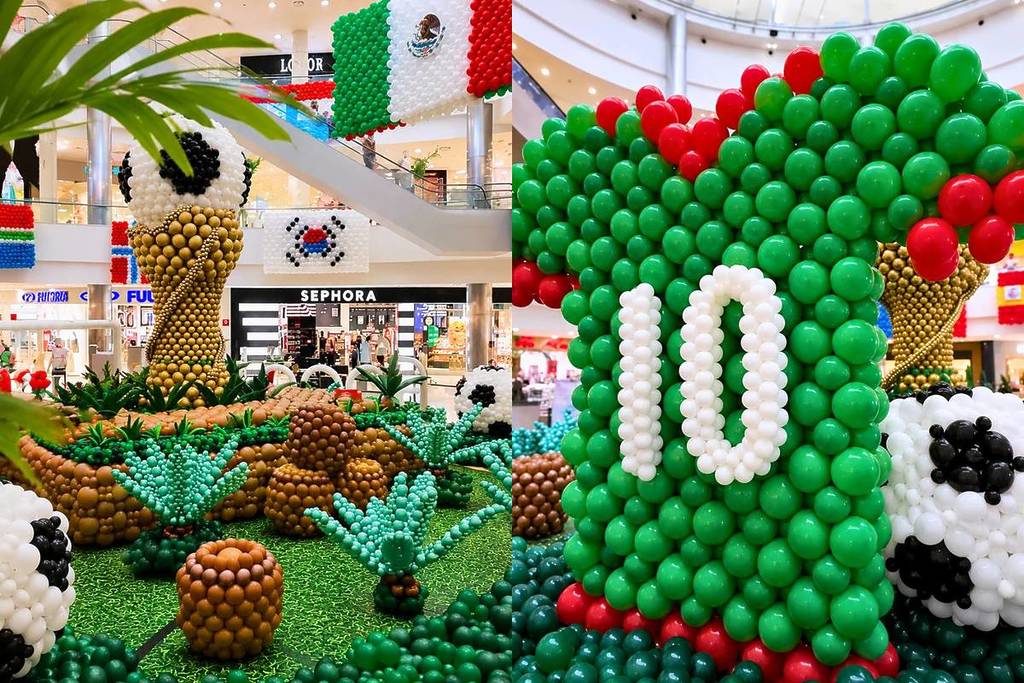exposoción de globos inspirada en el futbol de Guadalajara