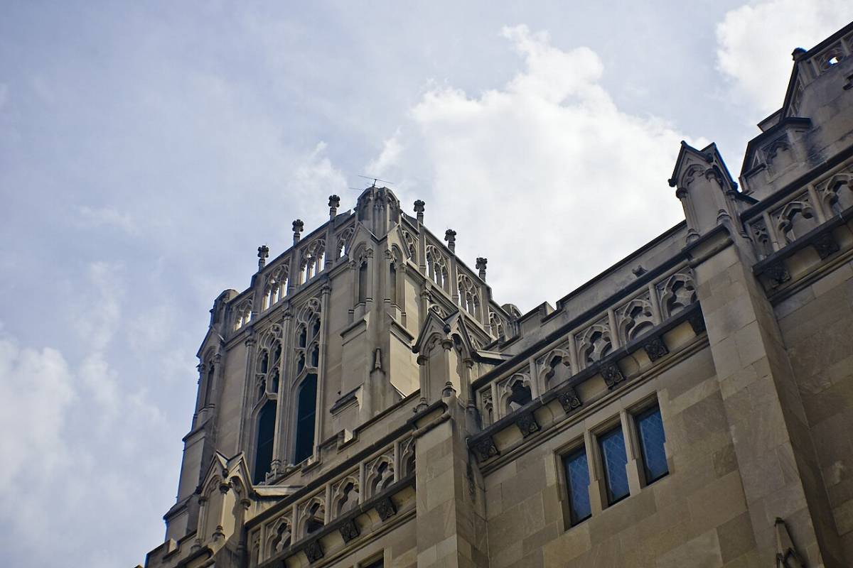 exteriro and top of scottish rite cathedral in indianapolis