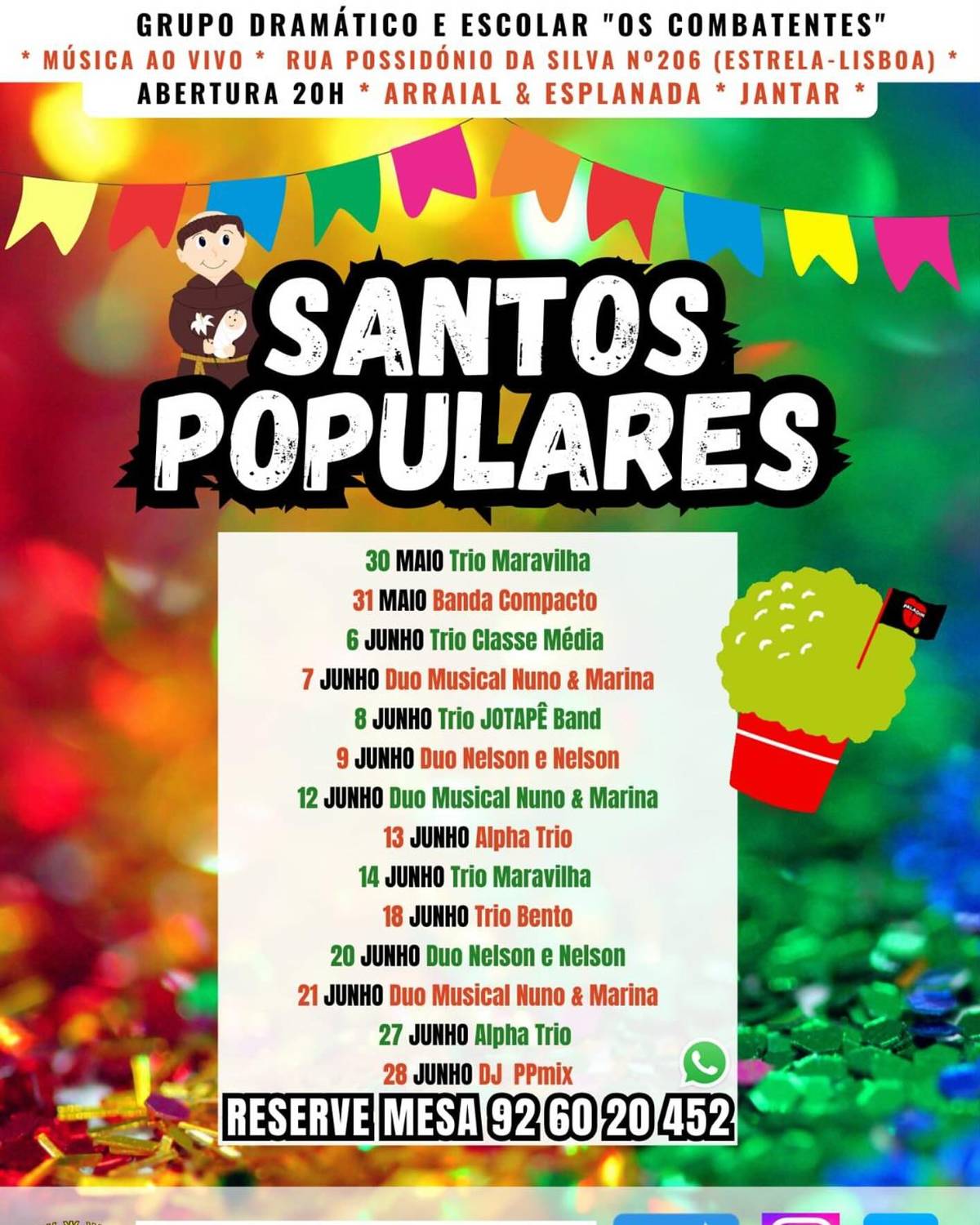 cartaz do arraial do GDE Combatentes