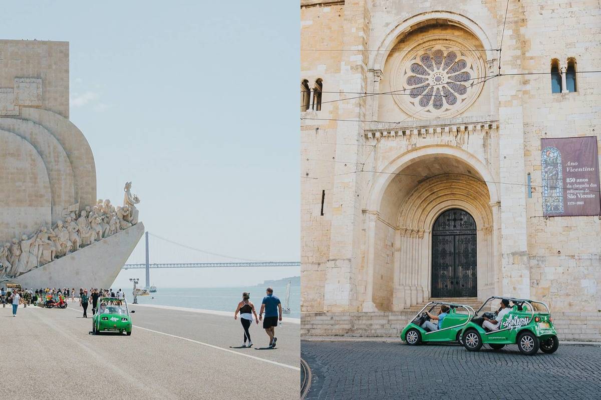 tour em lisboa num carro elétrico verde
