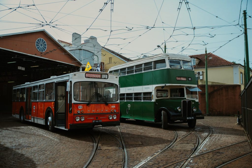 vintage buses at the tram museum