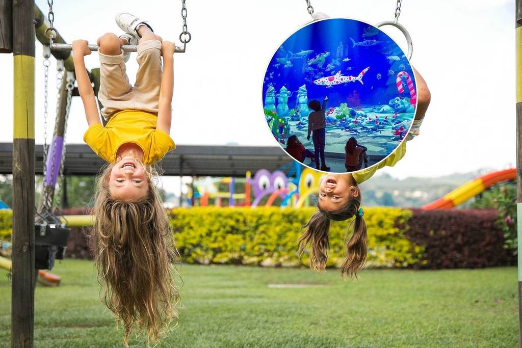 duas crianças num parque infantil, lugares em Lisboa para entreter as crianças... que os pais também vão gostar