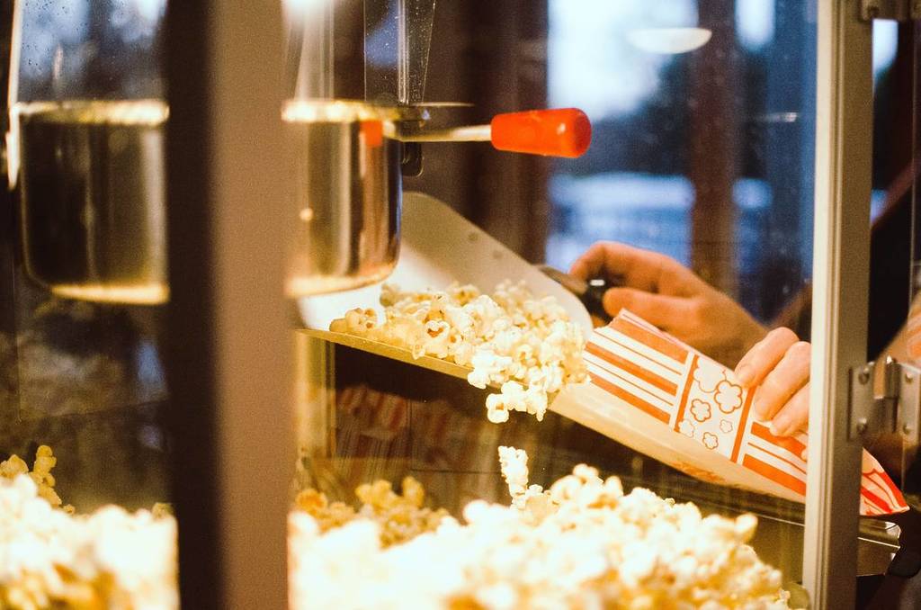 popcorn machine at a movie theater