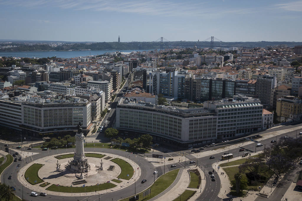 Marques de Pombal Square in Lisbon on May 15, 2021.