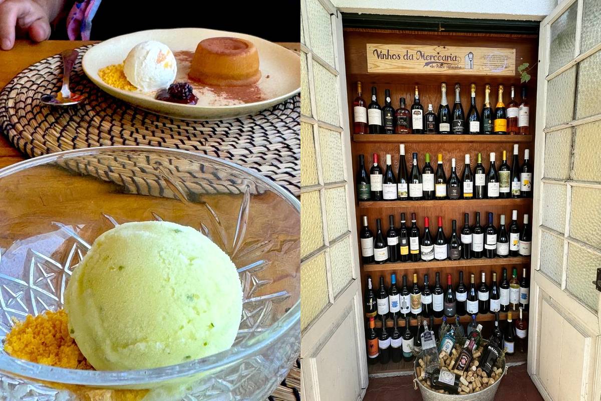 sobremesas e vinhos no Restaurante Horta do Páteo Alfacinha