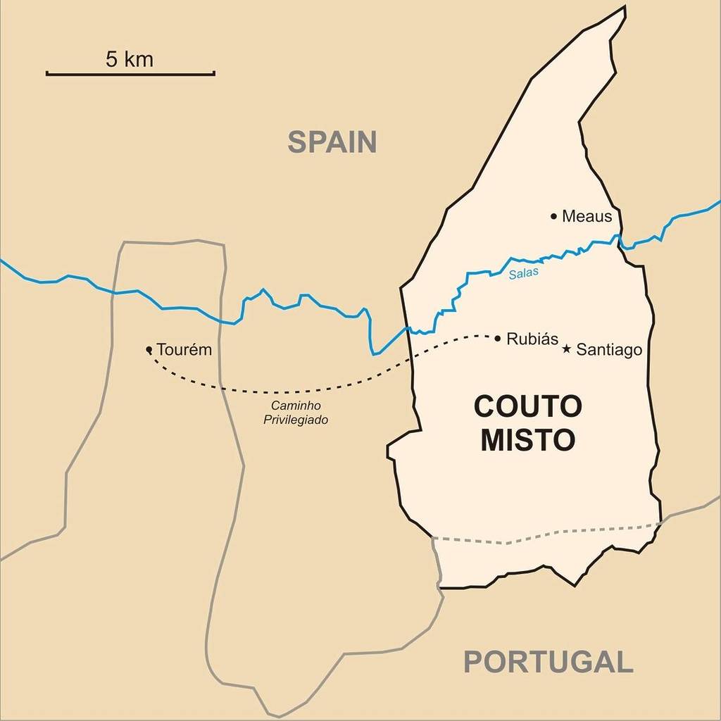 Mapa do Couto Misto, antigo microestado independente da Península Ibérica