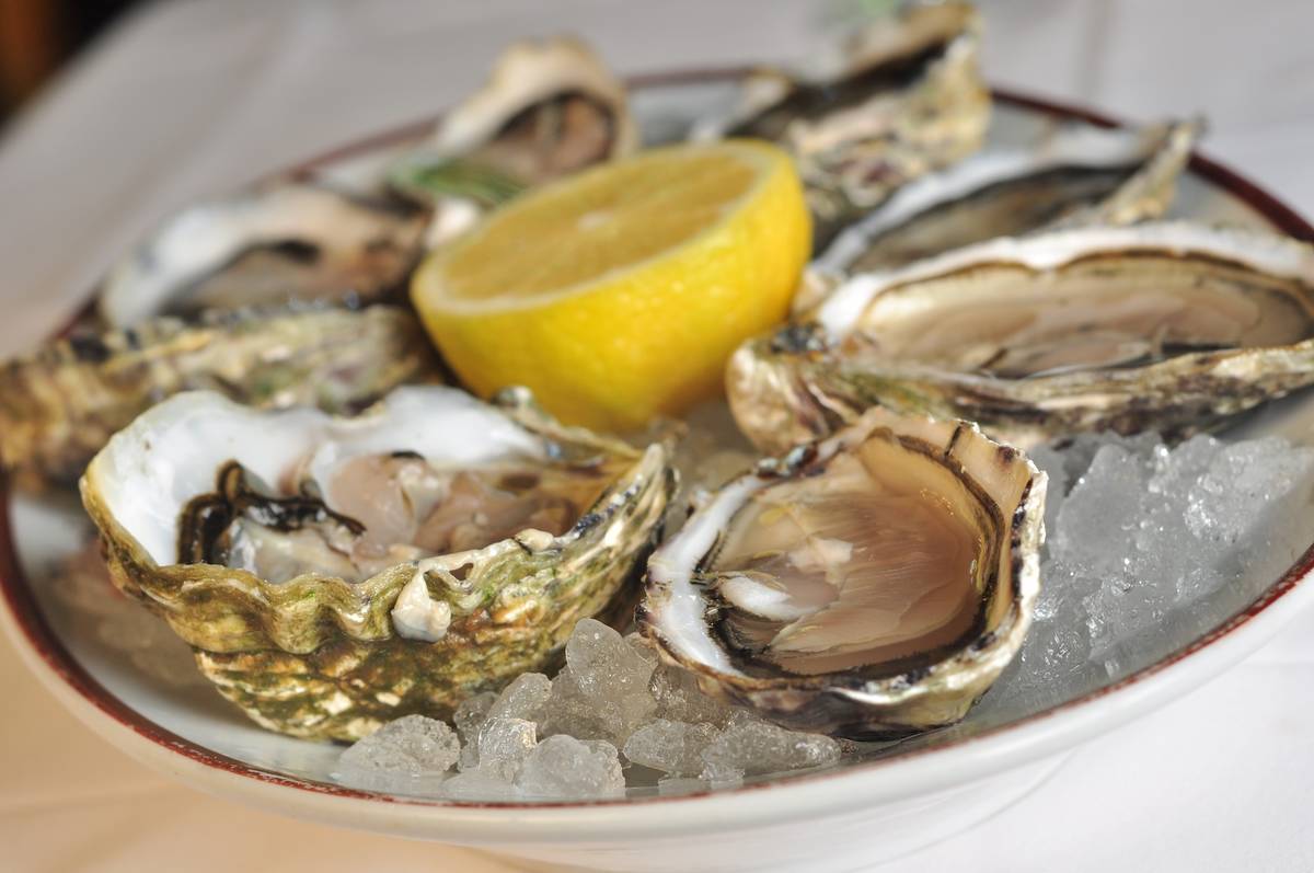 ostras no restaurante Visconde da Luz