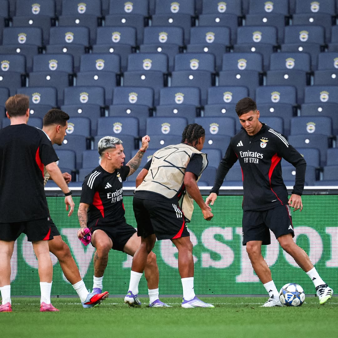 treino de preparação para o jogo da liga dos campeões benfica vs fenerbahce