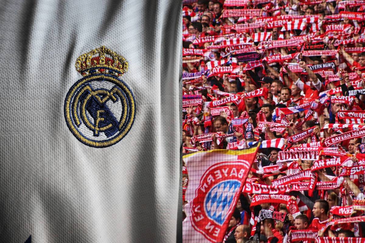 emblema do real madrid e claque do bayern de munique