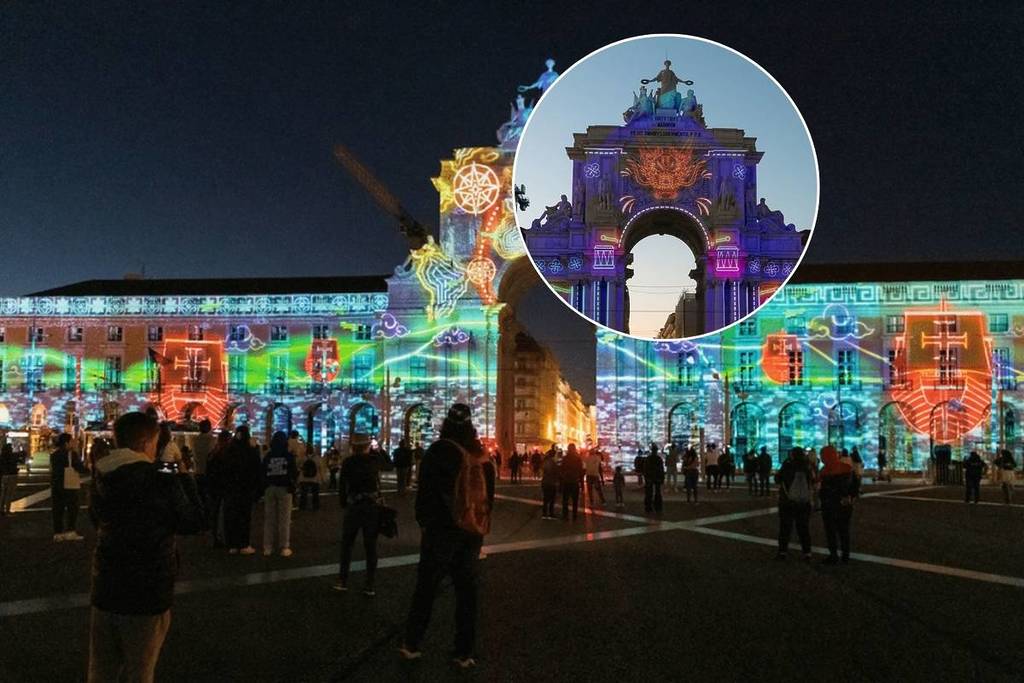 espetáculo de videomapping sobre macau na praça do comércio