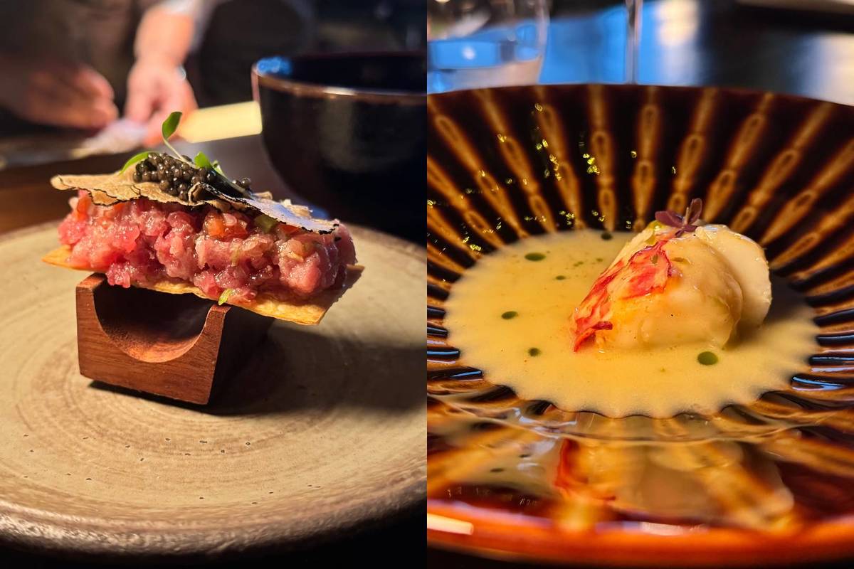 Kari-kari de Maguro Trufado e Lavagante no Beurre Blanc de Sake no Mimi Omakase