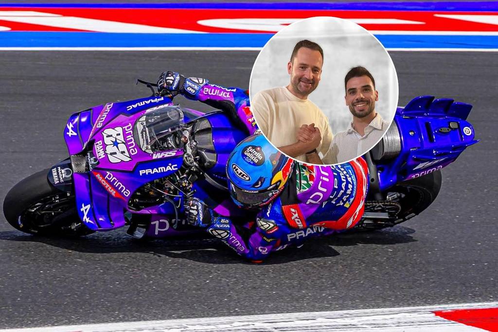 rider Miguel Oliveira at a MotoGP race + Sven Blusch, BMW Motorrad Motorsport Director