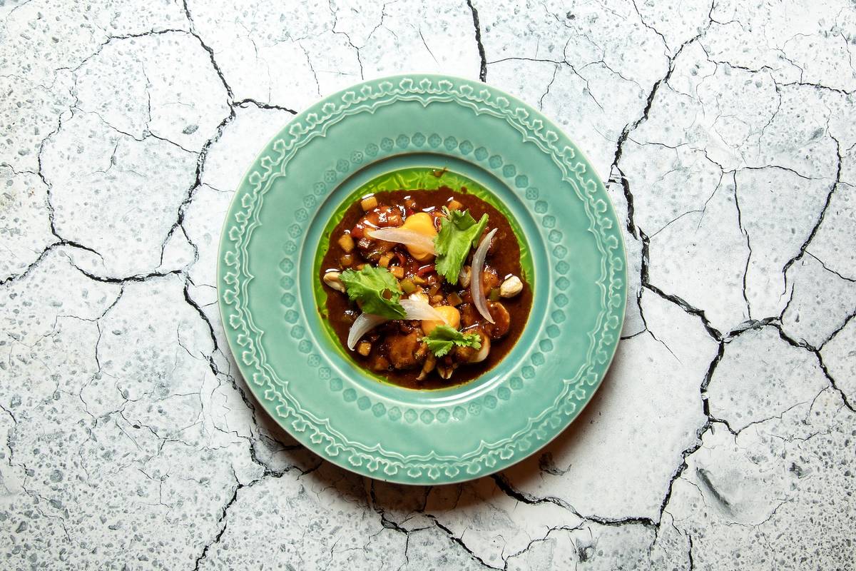 Polvo com Mel Picante e Especiarias e Puré de Batata Doce