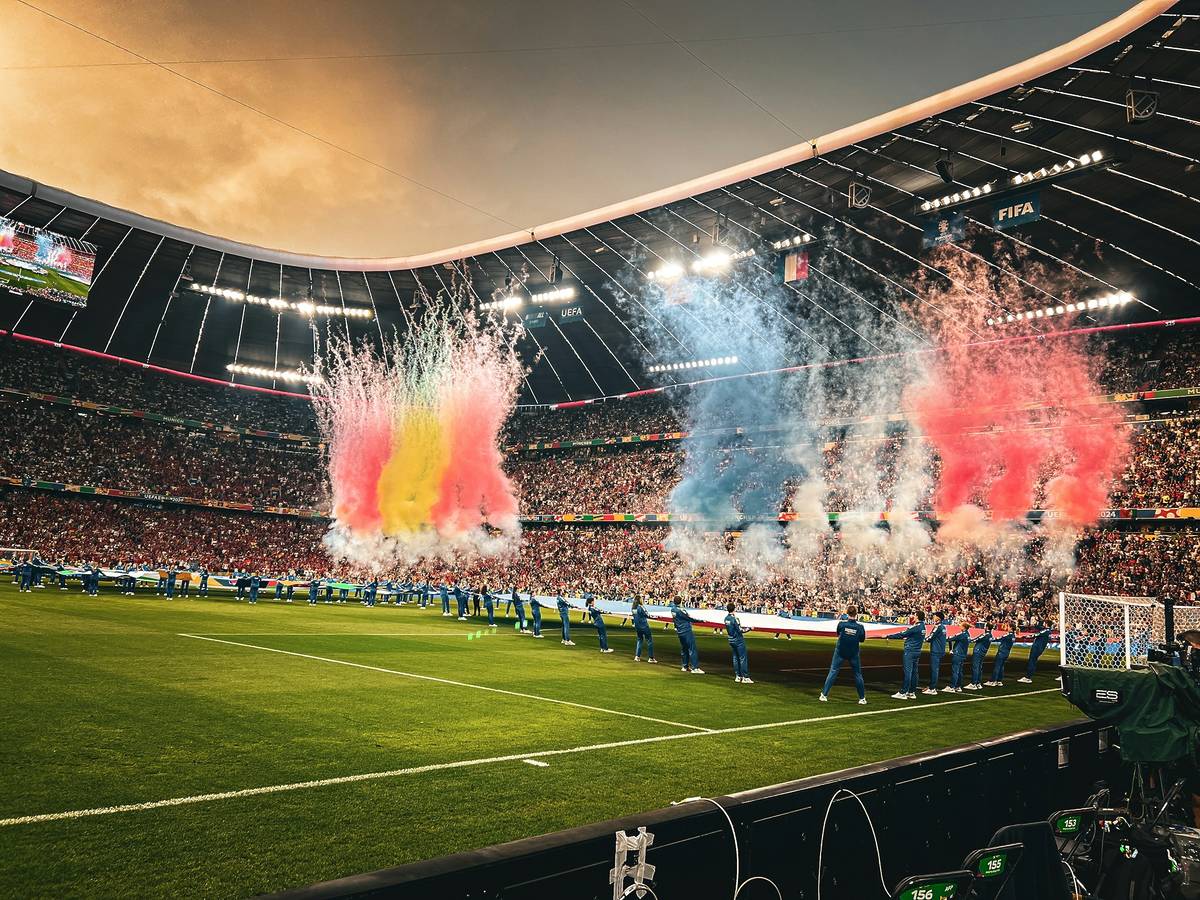 festejos num estádio de futebol