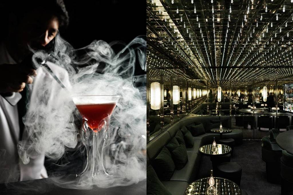 Cóctel de autor en la sala de espejos del restaurante _apertura del año_ según la guía Michelin