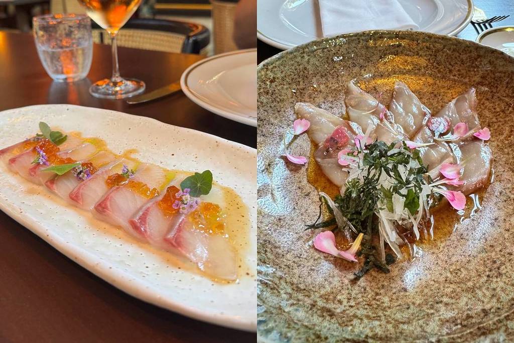 sashimi de robalo e lírio com molho ponzu no jncquoi