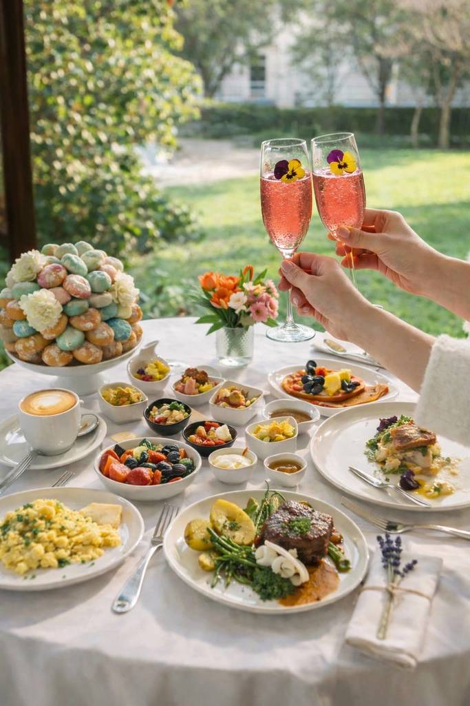 Brunch in giardino con champagne