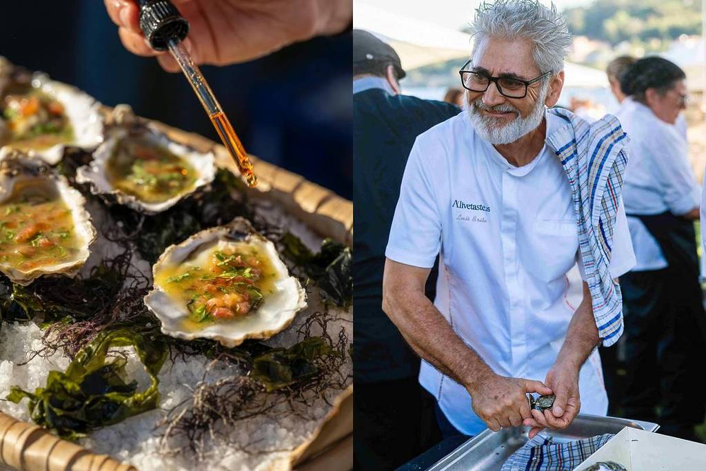 Chef Luis Brito shucking oysters at Alivetaste 2025