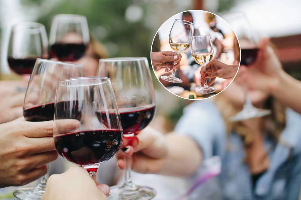 Leute, die auf einem Festival Wein trinken