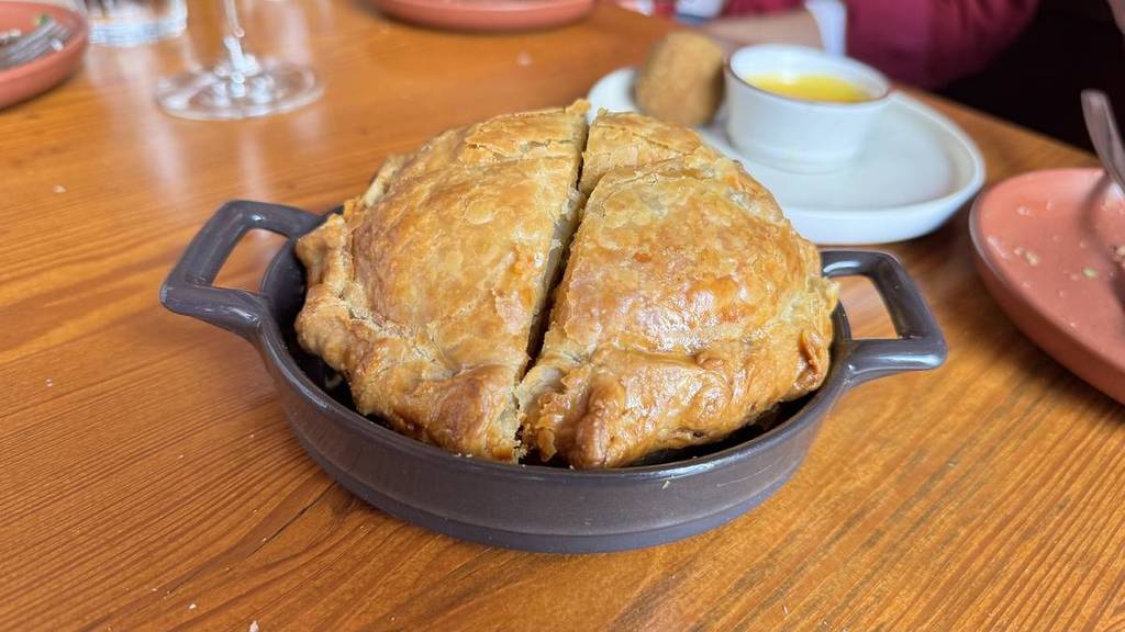 Portuguese-style meat pie from Bitas and tiramisu cocktail at Pub Lisboeta