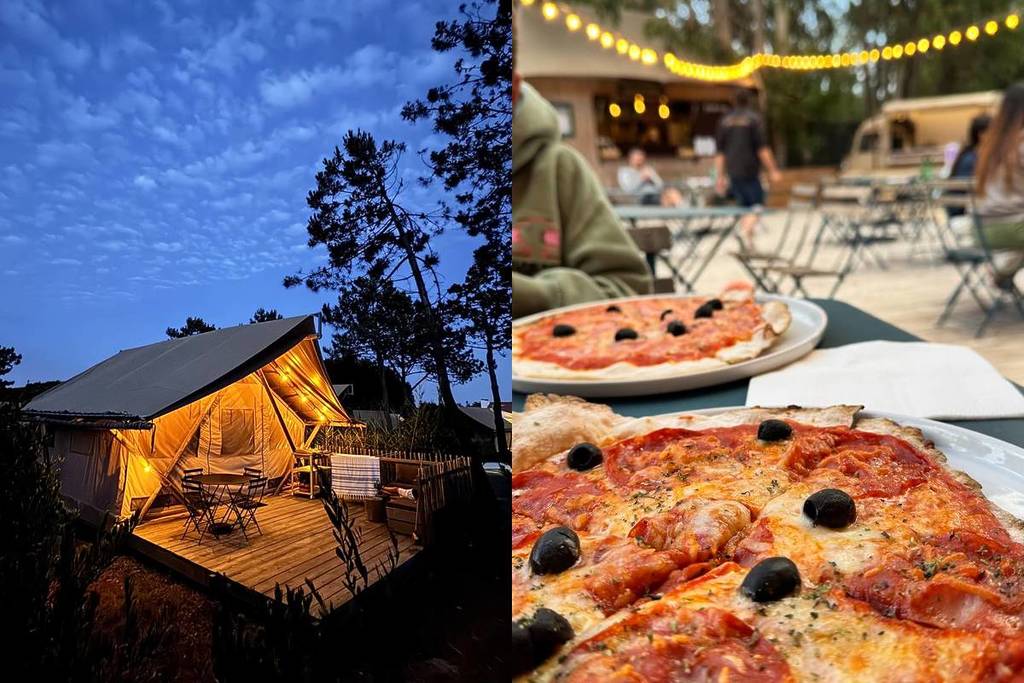 tente de camping au Huttopia + pizza maison à l’espace restauration du camping 