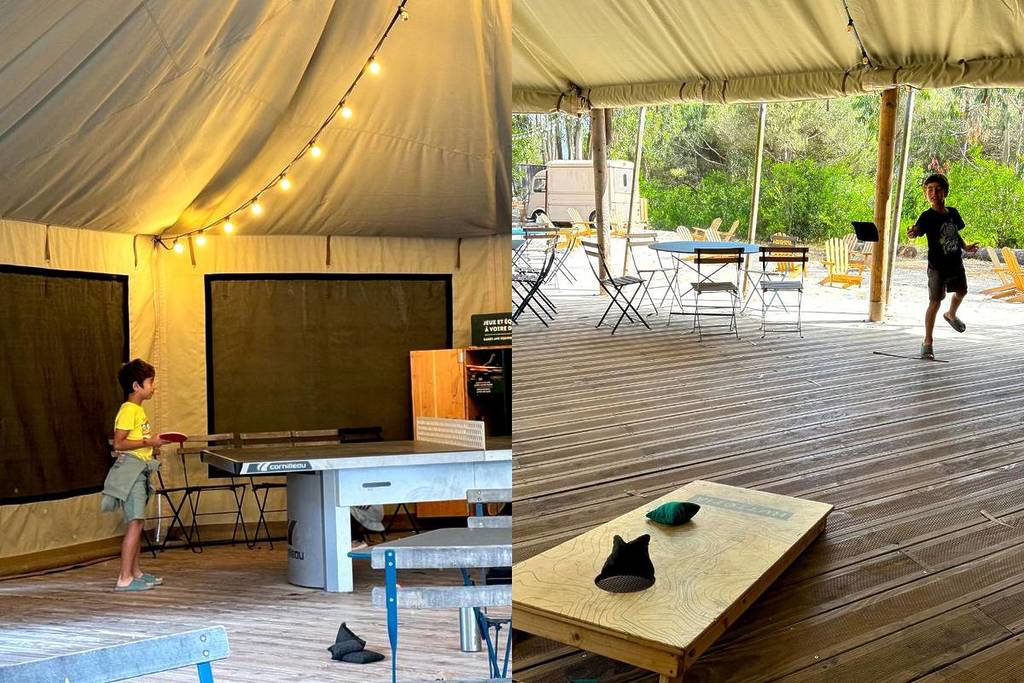 Ping-pong et pétanque au camping Huttopia 