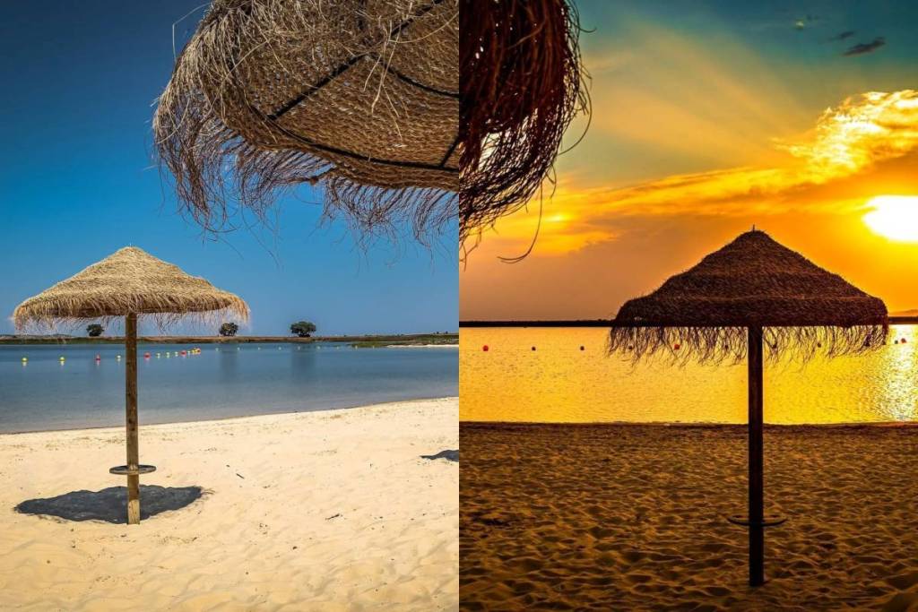 vue sur la plage fluviale rénovée de Cinco Reis