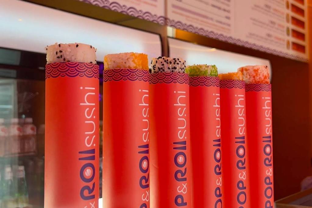sushi tubes at Pop & Roll Sushi in Chiado 